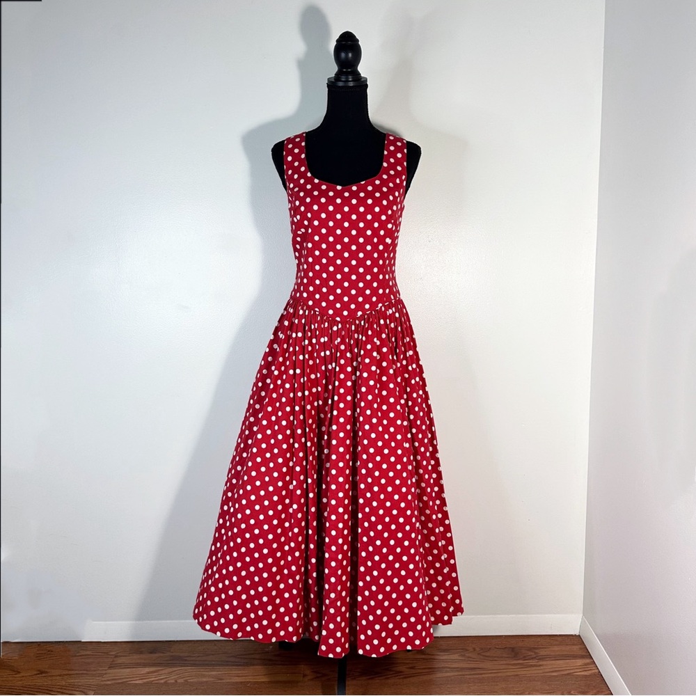 Laura Ashley Red Polka Dot Maxi Dress